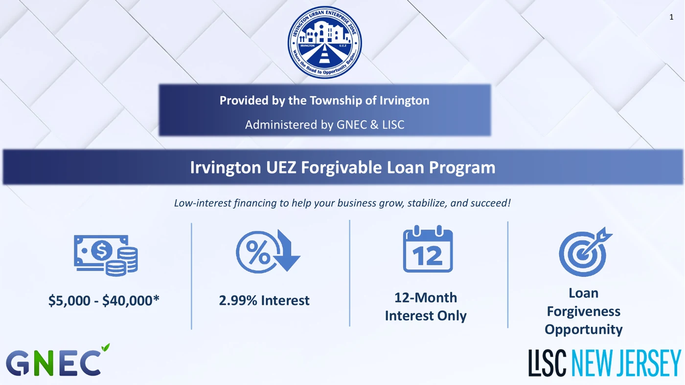 Irvington UEZ Forgivable Loan Program presentation